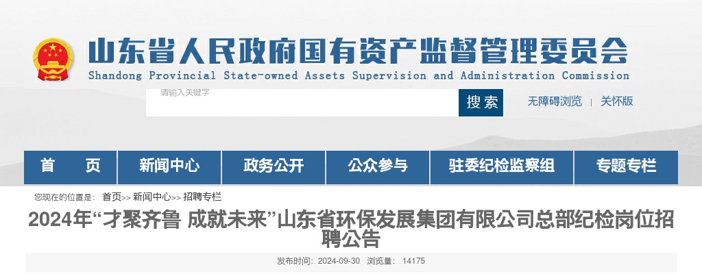 2024年山东省环保发展集团有限公司总部纪检岗位招聘公告（3人） 图片